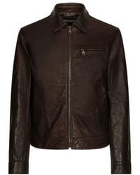 Dolce & Gabbana - Crinkled Effect Zipped Slim Fit Jacket - Lyst
