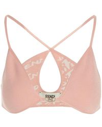 Fendi - Logo-Plaque Reversible Cropped Top - Lyst