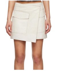 Helmut Lang - Asymmetric-Design Leather Miniskirt - Lyst