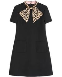 Valentino - Leopard-Bow Short-Sleeved Mini Dress - Lyst