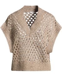 Brunello Cucinelli - Solidcolor Vneck Sleeveless Knit Sweater - Lyst