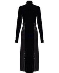 Lanvin - Velvet-Panel Open-Back Turtleneck Dress - Lyst