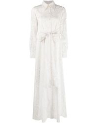 Alberta Ferretti - Floral-Printed Tie Fastened Midi Dress - Lyst