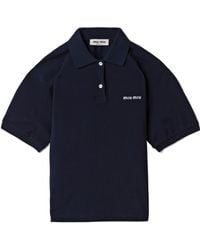 Miu Miu - Logo-Embroidered Short-Sleeved Polo Shirt - Lyst