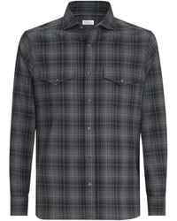 Brunello Cucinelli - Cotton Madras Western Shirt - Lyst