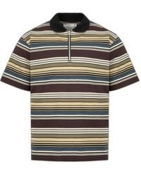 Sacai - Striped Half-Zip Polo Shirt - Lyst