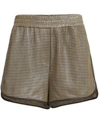 Brunello Cucinelli - Sparkling Net Leather Shorts - Lyst