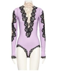 Valentino - Jersey Bodysuit With Lace - Lyst
