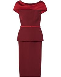 Safiyaa - Satin Trimmed Crepe Midi Dress - Lyst