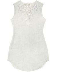 DIESEL - D-Yasmi Distressed Fringed Neckline Mini Dress - Lyst