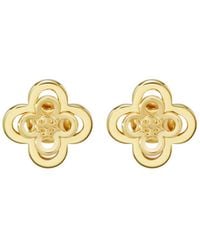 Tory Burch - Double T-Plaque Post-Back Earrings - Lyst