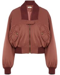 Chloé - Ribbed-Trim Zip-Up Bomber Jacket - Lyst