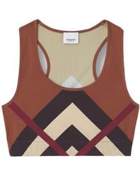 Burberry - Chevron Check-Printed Scoop Neck Vest Top - Lyst