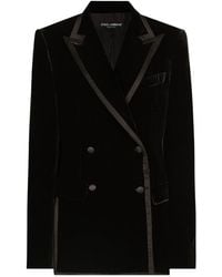 Dolce & Gabbana - Double Breasted Velvet Blazer - Lyst