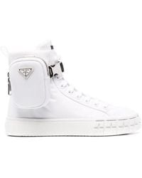 Prada - Re-Nylon Pouch Detail High-Top Sneakers - Lyst
