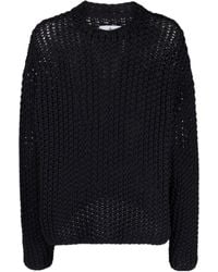Stone Island - Logo-Print Long-Sleeve Macramé Jumper - Lyst