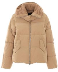 Pinko - Ribbed-Collar Zipped Puffer Coat - Lyst