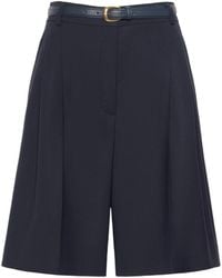 Max Mara - Studio Pleated Belted Bermuda Shorts - Lyst