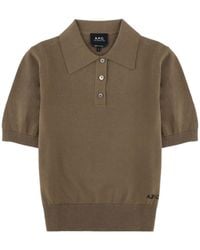 A.P.C. - Short Sleeve Knitted Polo Shirt - Lyst