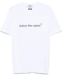 MSGM - 'Follow The Rabbit' Quotes Jersey T-Shirt - Lyst