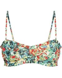 Ganni - Recycled Printed Ruffle Bandeau Bikini Top - Lyst