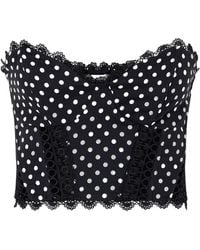 Charo Ruiz - Cropped Embroidered Polka-Dot Cotton-Blend Top - Lyst