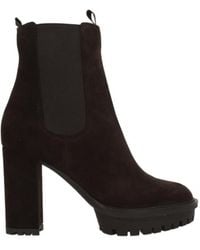 Gianvito Rossi - High-Heeled Round-Toe Boots - Lyst