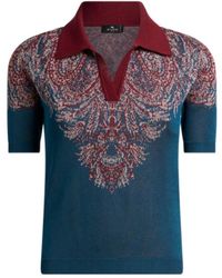 Etro - Pattern-Jacquard Knitted Polo Shirt - Lyst