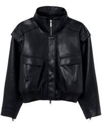 Self-Portrait - Faux Leather Bomber Jacket - Lyst