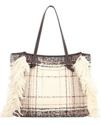 Gianni Chiarini - Plaid Fringed Tote Bag - Lyst