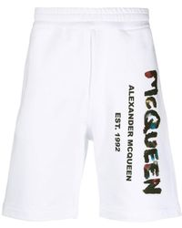 McQueen - Logo Graffiti Printed Track Shorts - Lyst