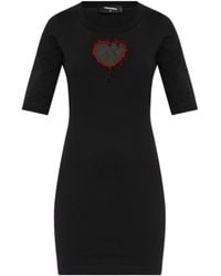 DSquared² - Cut-Out Embellished Jersey Dress - Lyst