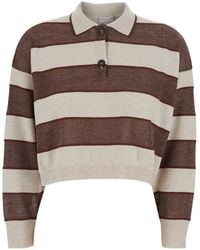 Brunello Cucinelli - Long Shirt Sleeve Polo With All-Over Str - Lyst