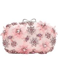 Self-Portrait - Satin Floral Embellished Clutch Bag - Lyst