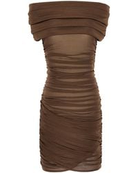 Saint Laurent - Off-The-Shoulder Ruched Dress - Lyst