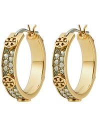Tory Burch - Small Miller Crystal Hoop Earrings - Lyst