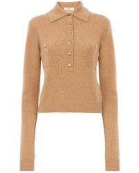 Chloé - Chloé Long Sleeved Knitted Polo Top - Lyst
