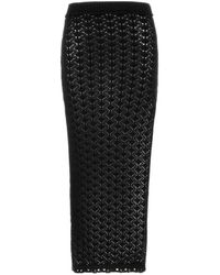 Blumarine - Crochet-Knit Fitted Midi Skirt - Lyst