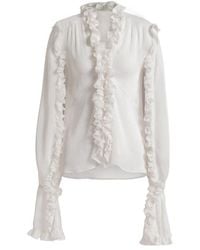 Alberta Ferretti - Ruffled Tie-Front Top - Lyst