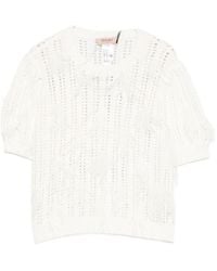 Twinset - Openwork Fringe Knitted Sweater - Lyst