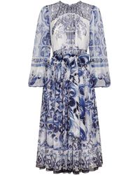 Dolce & Gabbana - Majolica Printed Mid-Length Dress - Lyst