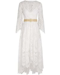 Zimmermann - Chintz Doily-Lace Belted Midi Dress - Lyst