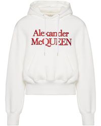 McQueen - Logo Embroidered Drawstring Hoodie - Lyst