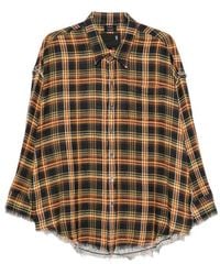 R13 - Check-Pattern Frayed-Seam Shirt - Lyst