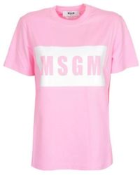 MSGM - Logo Printed Crewneck T-Shirt - Lyst