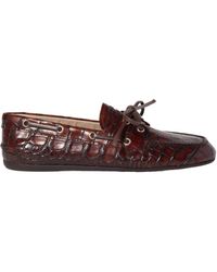 Miu Miu - Croco-Print Leather Deck Shoes - Lyst