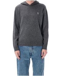 Sporty & Rich - Src Logo Embroidered Knitted Hoodie - Lyst