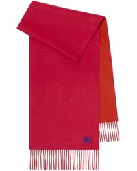 Burberry - Ekd Embroidered Fringed Reversible Scarf - Lyst