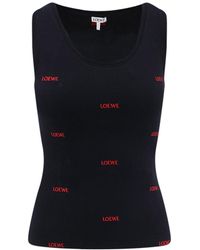 Loewe - Logo-Embroidered Ribbed-Knit Tank Top - Lyst