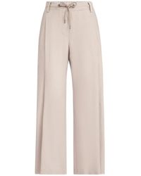 Brunello Cucinelli - Linen Drawstring Wide-Leg Trousers - Lyst